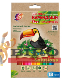 Creioane colorate 18 culori, din plastic, ZOO Луч